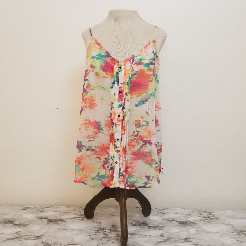 Sheer fluorescent watercolor tank